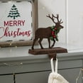 thumbnail image 4 of 6.5" Brown and Green Unique Wooden Reindeer Stocking Holder, 4 of 4