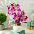thumbnail image 5 of Soumake Simulation Phalaenopsis Colored Artificial Flower Two Branch Butterfly Orchid Landscaping Table Decoration Scene Layout Faux Silk Fake Potted Plant Home Bedroom Decor For Desktop Household, 5 of 8
