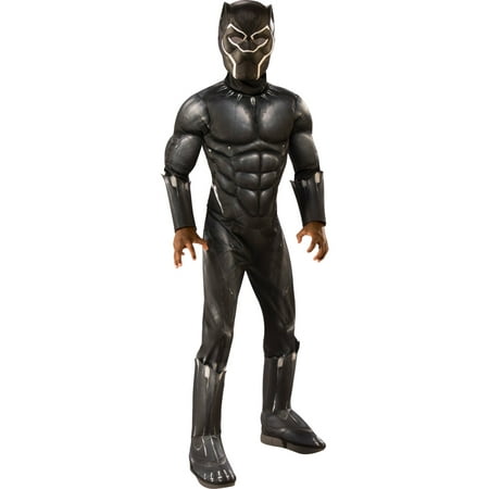 Boy's Deluxe Muscle Black Panther Halloween (Best Beard Halloween Costumes)