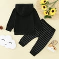thumbnail image 2 of Gibobby Sudadera con capucha y pantalones para niño pequeños bebés Otoño Invierno rayas bolsillo algodón manga larga con capucha Tops pulóver sudadera conjunto ropa(Negro,12-18 Meses), 2 of 5