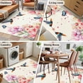 thumbnail image 5 of Pink Flower Area Rugs 2.7'x5', Small Throw Rugs for Kitchen Bedroom, Spring Floral Butterflies Birds Elegant Farmhouse Indoor Outdoor Rug Non-Slip Low Pile Carpet Runner Reversible Floor Mats, 5 of 8