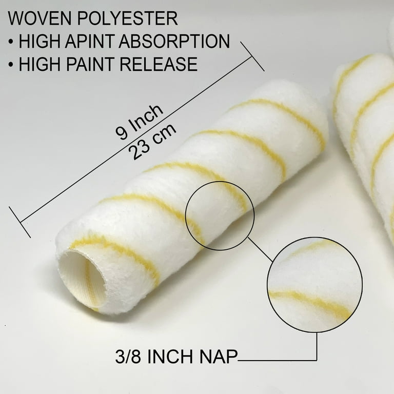 4 inch Mini Paint Roller Covers Refill Gold Stripe Soft Woven 3/8 Nap