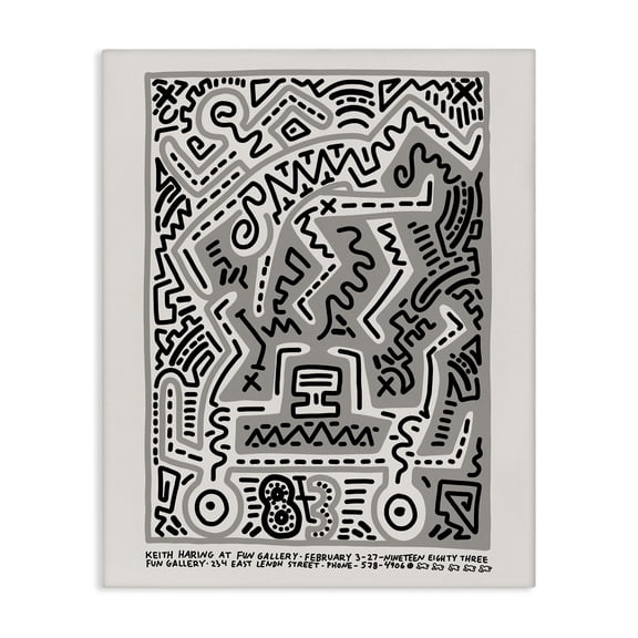Stupell Industries Contemporary Keith Haring Monochrome Pop Style Squiggle Text Canvas Art, 16 x 20, by Ros Ruseva