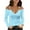 Light Blue, variant on Women's Chain Link Straps Tops Cold Shoulder V Neck Long Sleeve Fitted Casual Blouse Fashion Party Daily Wear Shirts Green,S