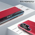 thumbnail image 5 of for Samsung Galaxy S22 Ultra 5G Case Clear View Window Smart Slim for Samsung S22 Ultra Case Luxury Mirror Hard PC Kickstand Leather Flip Shockproof Galaxy S22 Ultra Cover (True Red), 5 of 7