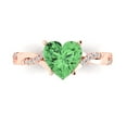 thumbnail image 2 of 2.1ct heart cut green Zircon 18k rose gold Bridal Wedding Engagement Promise Anniversary Ring for Women size 4.5, 2 of 7