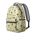 thumbnail image 2 of Sunflower and Leaf White Pattern Backpack for School, Cute School Bag with Adjustable Shoulder Straps and Padded Back, 15.3"x11"x7.1", 2 of 5