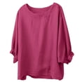 thumbnail image 4 of Yubnlvae Haut à Manches Cinq Points pour Femme, Rose Vif, Coupe Ample, Col Rond, Grande Taille, 3TG, 4 of 4