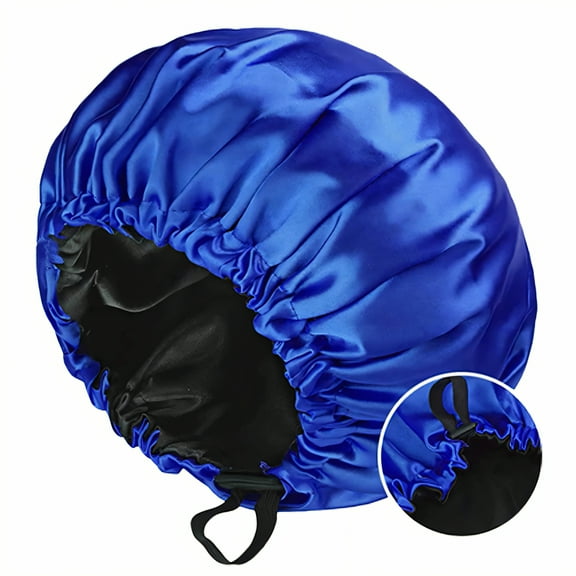 TELOLY Silk Bonnet for Sleeping,A Great Travel Companion Hair Bonnet for Sleeping,Elastic Edge Design Satin Bonnet,Blue,OneSize