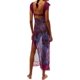 thumbnail image 2 of Women's Sleeveless Maxi Dress Backless Floral Print Bodycon Spaghetti Back Long Tulle Mesh Summer Outfit,Purple,M, 2 of 4