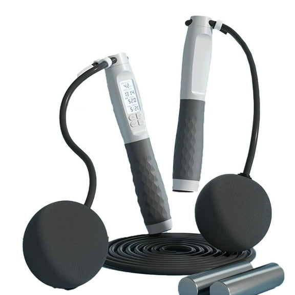 Fitness Jump Ropes with Counter Adjustable Workout for Indoor and Outdoor Fitness Training-grey-big ball