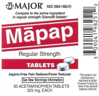 Major Mapap Regular Strength Tablets, 325 mg, 50 Count - Walmart.com - Walmart.com