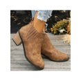 thumbnail image 4 of UKAP Women Ankle Boots Slip On Chelsea Boot Pointed Toe Booties Office Winter Shoes Faux Suede Bootie Brown 6, 4 of 8