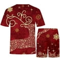 thumbnail image 4 of WXLWZYWL Mens Chrismas Suits Short Sets Outfits 2 Piece Casual Tracksuit Short Sleeve Round Neck Printed T Shirt and Drawstring Shorts Pants Set, 4 of 5