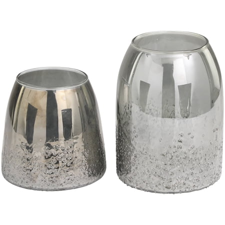 DecMode 8   6 H Textured Gray Glass Vase  Set of 2