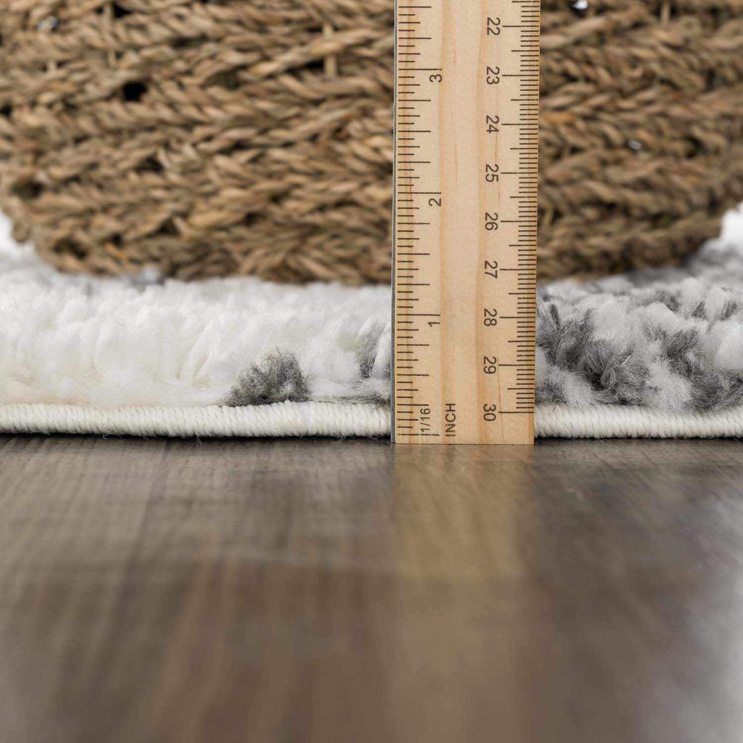 Hauteloom Atlas Moroccan Farmhouse Door Mat Shaggy Small Area Rug - Bohemian Shag Rug - Plush High Pile - Southwestern Boho Soft Carpet - Black, Cream, Grey, Beige - 2" x 3'