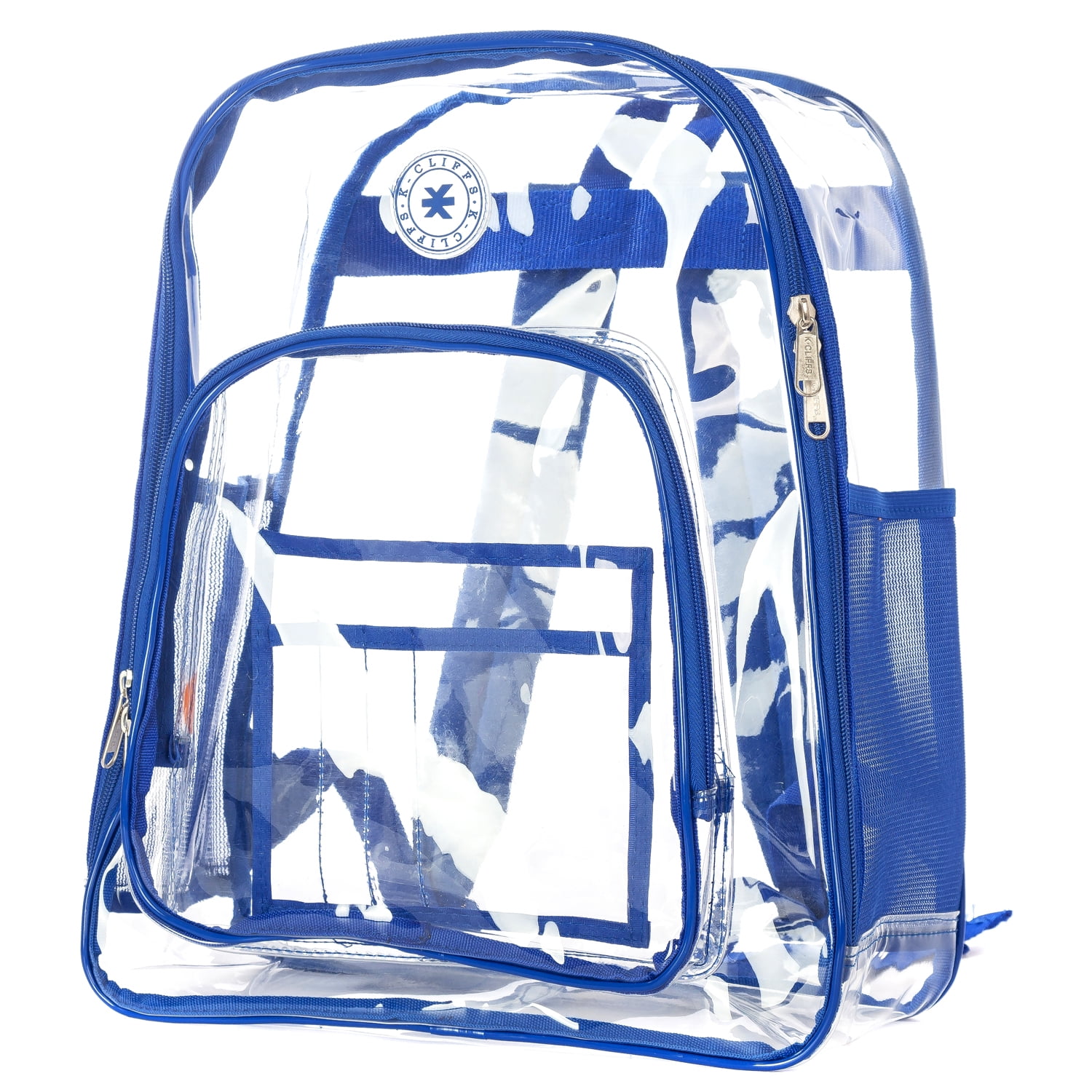 K-Cliffs Unisex Clear Transparent PVC 17" School Backpack in Royal, Teen-Adult