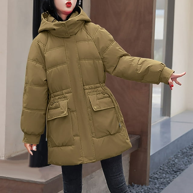 Parkas de manga larga para mujer, abrigo cálido con bolsillo, chaqueta larga de invierno, parkas de plumón para mujer