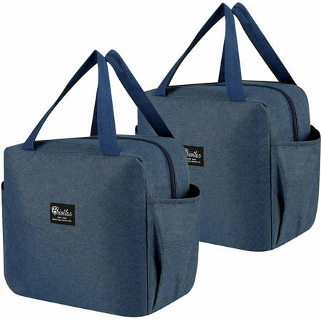

Insulated Reusable Grocery Bag Delivery Bag Small Size For Camping Traving Keep Food Warm Or Cool. (Blue.2Pack)