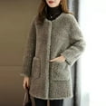 thumbnail image 2 of Olyvenn Faux Fur Coat for Women 2025 Winter Warm Open Front Jacket Cardigan Fashion Button Overcoat Casual Outerwear Gray M, 2 of 7