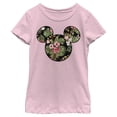 thumbnail image 1 of Disney Characters Floral Mickey Girl's Solid Crew Tee, Light Pink, Large, 1 of 4