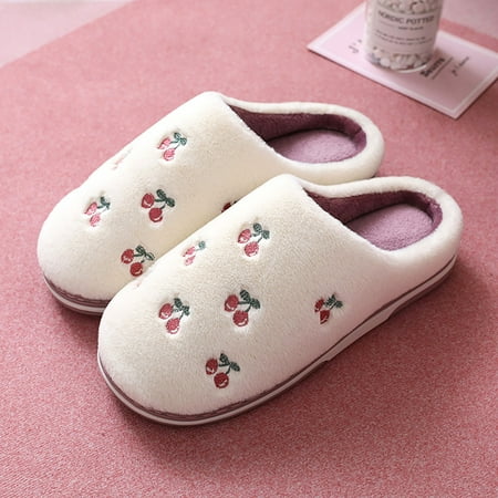 

〖Yilirongyumm〗 Purple 36-37 Slippers For Women Cute Fruit House Slippers For Women Slippers Soft Warm Slip Rubber Sole Creative Gifts For Women Mom Girlfriend
