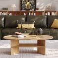 thumbnail image 6 of Gelloan 47" Modern Coffee Table,Oval Coffee Table,Double-layer Coffee Table with Sturdy Pedestal for Apartment,Living Room,Bedroom,Natural, 6 of 7
