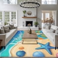 thumbnail image 4 of Welcome Summer Beach Washable Living Room Rugs 5'x7', Coastal Watercolor Ocean Slippers Starfish Shell Low Pile Throw Large Area Rugs Non-Slip Sturdy Edge Binding Carpet for Dining Room Bedside, 4 of 9