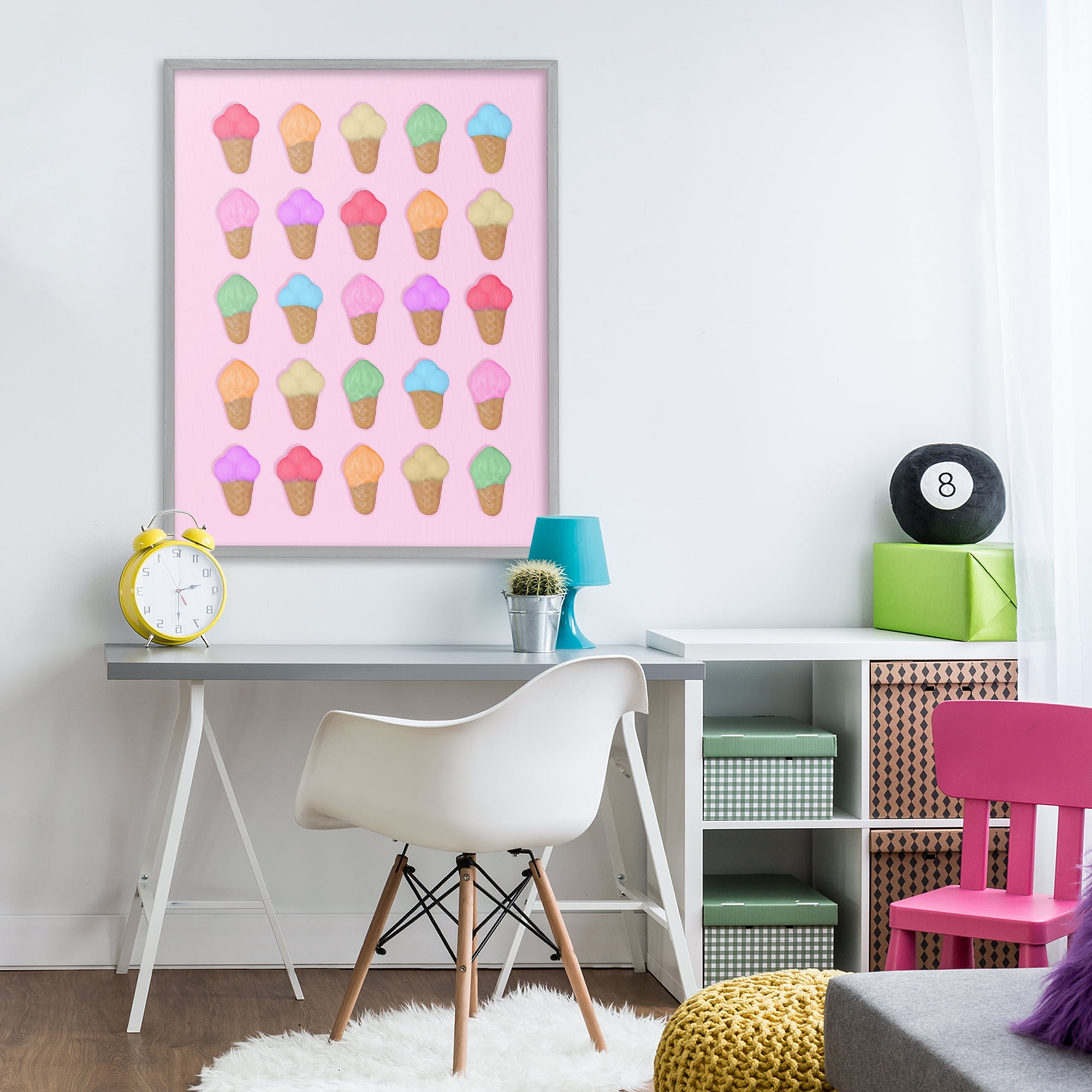 Stupell Industries Ice Cream Shaped Candies Gray Framed Giclee Art, design by LISH Creative
