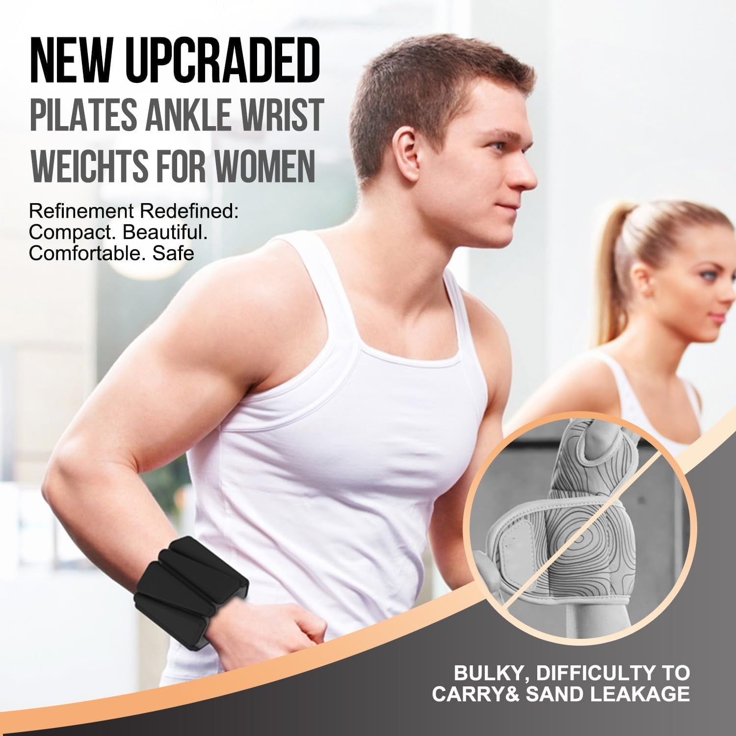 GoXteam Ankle Weights Set of 2 (1 lb Each) Adjustable Wrist Weights for Women Men Wearable Arm Leg Weight for Pilates, Running, Walking, Workout, Yoga, Black