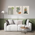 thumbnail image 2 of Boho Wall Art Sef of 3, Mid-Century Modern Prints, Neutral Geometric Boho Wall Decor Sun Moon Palm Leaf Beige Green Canvas Artwork, Minimalist Boho Poster Paintings for Bedroom Living Room Bathroom, 2 of 6