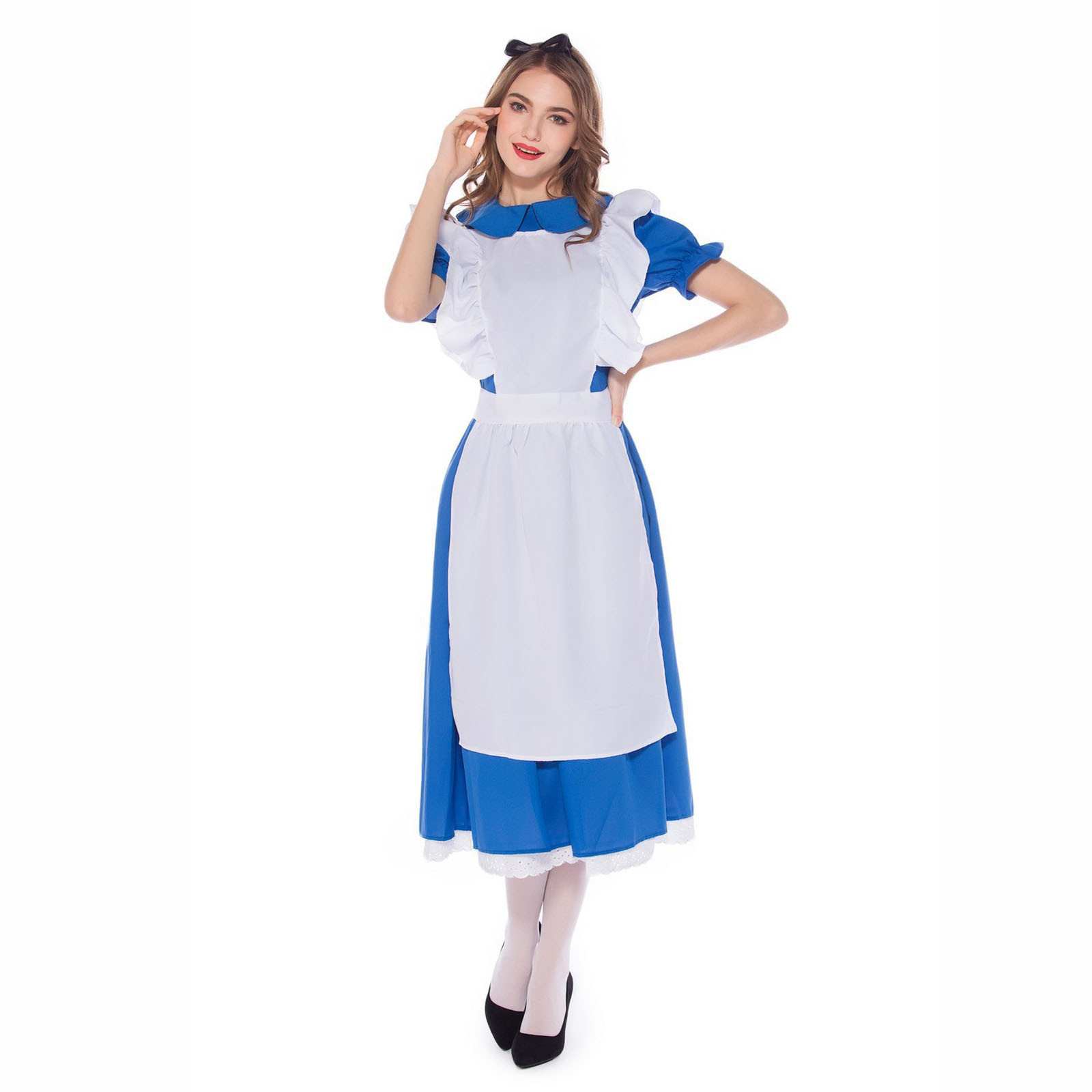 Rovga Maid Costume Cosplay Colorful Maid Restaurant Cafe Waiter Maid