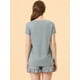 thumbnail image 4 of Pijamas de verano para mujer, camisetas y pantalones cortos de manga corta, conjuntos de salón para dormir Gris XL, 4 of 5