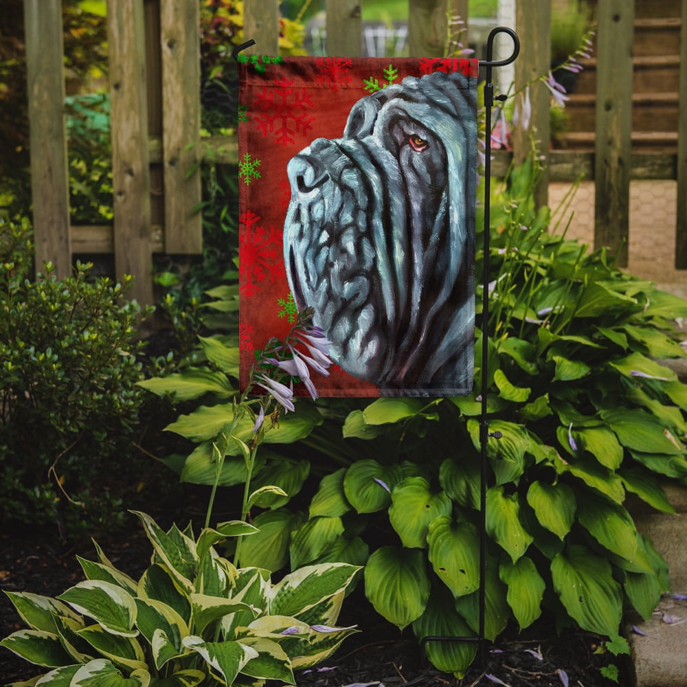 Neapolitan Mastiff Red Snowflakes Holiday Christmas Garden Flag