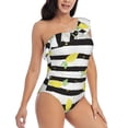 thumbnail image 3 of Wukai Lemon Chic One Shoulder Swimwear with Ruffle Design and Tummy Control Skirt: Fashionable, Supportive, Comfortable for Beach-Small, 3 of 7
