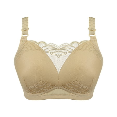 

Follure Ladies casual underwear bra Women Bra No Rims Lace Beautiful Back Anti-burnout Breast-feeding Underwear Beige 105