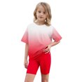 thumbnail image 7 of Zpanxa Girls Summer Outfits, Toddler Girl Sets, Toddler Kids Boys Girls Fashion Cute Gradient Loose Soft Short Sleeve Top Yoga Shorts Suit Red A 6 Years, 7 of 7