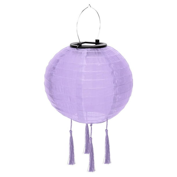 Lampara Linterna solar LED de 12 pulgadas, impermeable, para colgar al aire libre, luz de globo (púrpura) Likrtyny Lámpara
