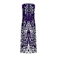 thumbnail image 4 of Women's Linen Dresses Casual Loose Crew Neck Summer Dress Sleeveless Tank Dress Print T Shirt Dress Sundress Boho Dress Flowy Baggy Summer Beach Dress Long Tunic Dress Purple XL, 4 of 5