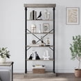 thumbnail image 2 of Industrial Bookshelf Wood Bookcase 6 Tier Storage Open Rack Shelf with Metal Frame Rustic Tall Standing Bookshelves Large Display Rack for Bedroom,Living Room and Home Office, 2 of 9
