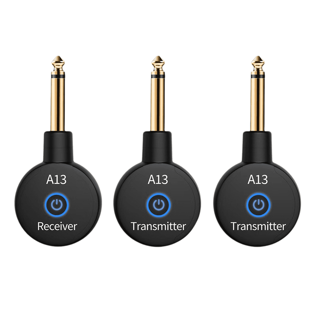 2-in-1 2.4GHz Wireless Guitar System 48KHz Audio Wireless Guitar Transmitter Receiver Electric Guitar Bass Amplifier,1 * Receiver 2 * Transmitter 1 * Data cable,Black