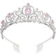 thumbnail image 1 of Tiara Corona, Corona Princesa, Tiaras Mujer Rairsky, Corona Niña, Tiara Plata para Mujer Tiara Cristal Rosa Corona Cristal con Peines, Corona Princesa Cristales, 1 of 7