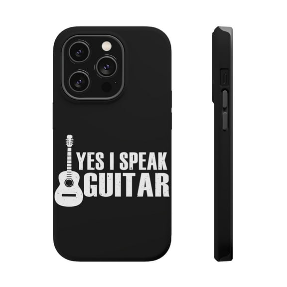 DistinctInk Tough Case for Apple iPhone 15 PRO (6.1" Screen), Compatible with MagSafe Charging - Yes I Speak Guitar