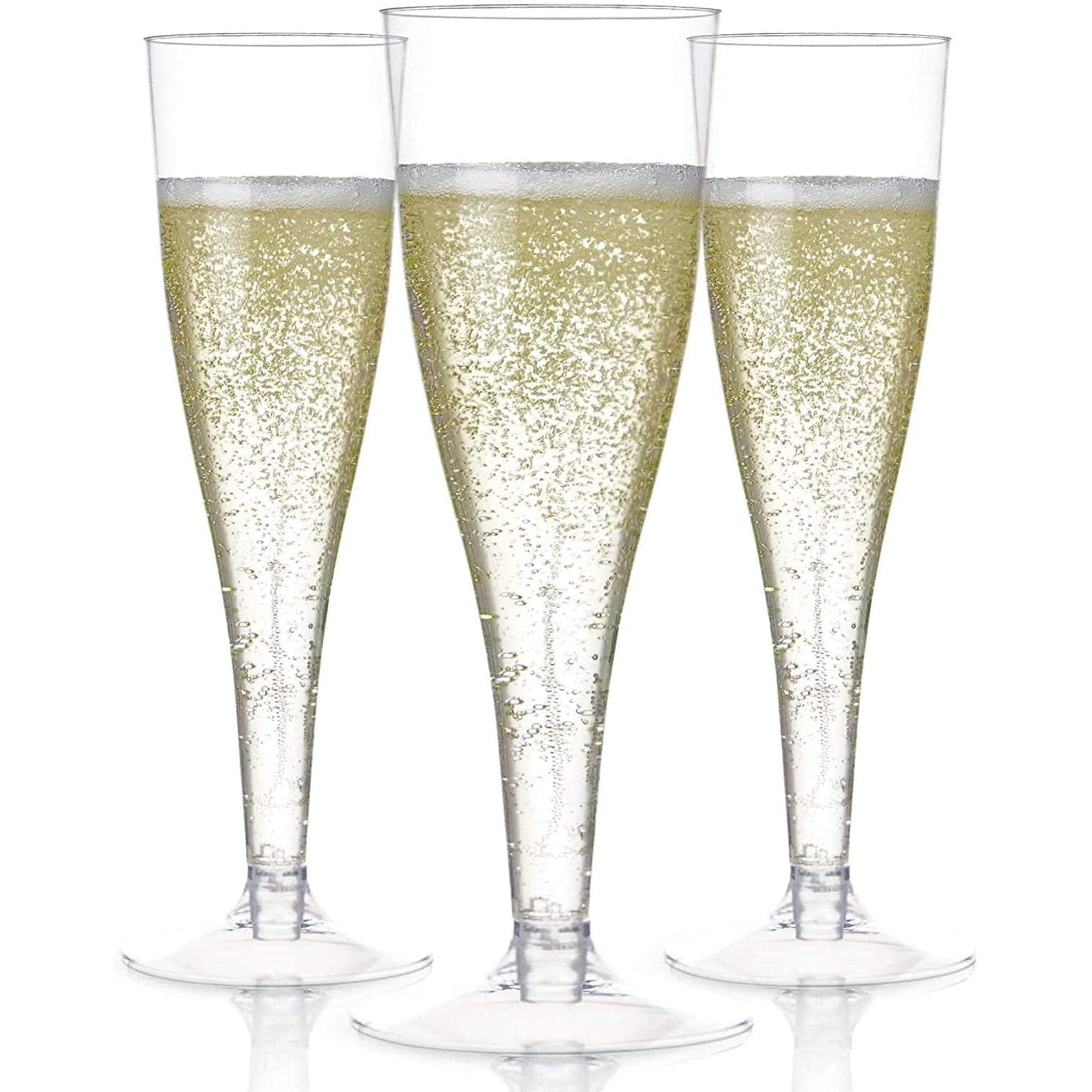 Prestee 100 Plastic Champagne Flutes Disposable Clear Plastic