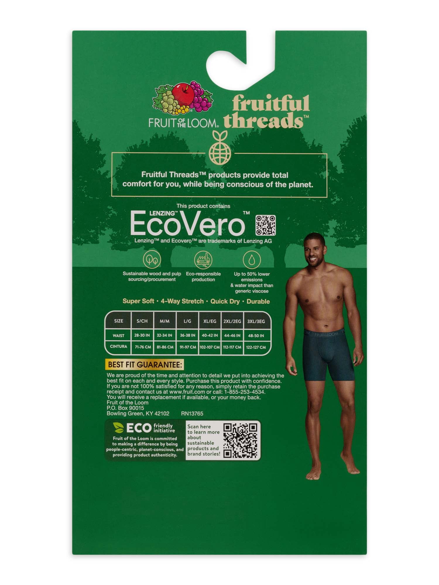 Fruit of the Loom Men's Fruitful Threads Boxer Briefs, 3-Pack