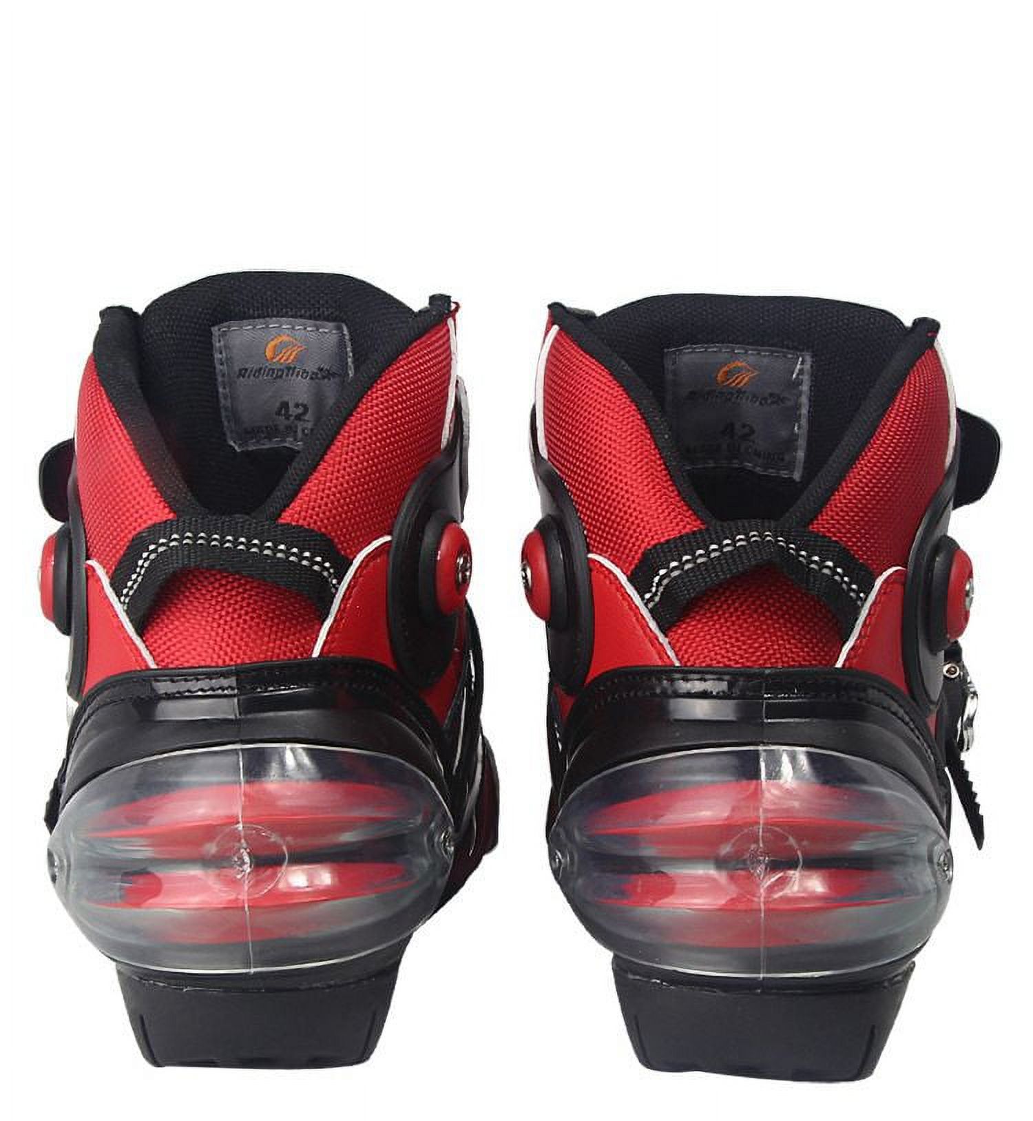 Men Soft Motorcycle Boots Biker Waterproof Speed Motocross Boots Non-slip Motorcycle Shoes Color:red Shoe US Size:9.5 - image 2 of 8