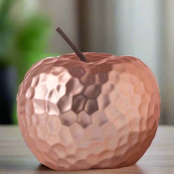 Brannic Hammered Apple Figurine Decorative Tabletop Accent, Modern Metal Apple Sculpture for Home Decor, Living Room, Office Desk & Shelf Decoration (Rose Gold)