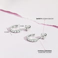 thumbnail image 4 of 925 Sterling Silver Clear CZ Small Half Hoop Screw Back Cute Earrings for Teen, 4 of 7