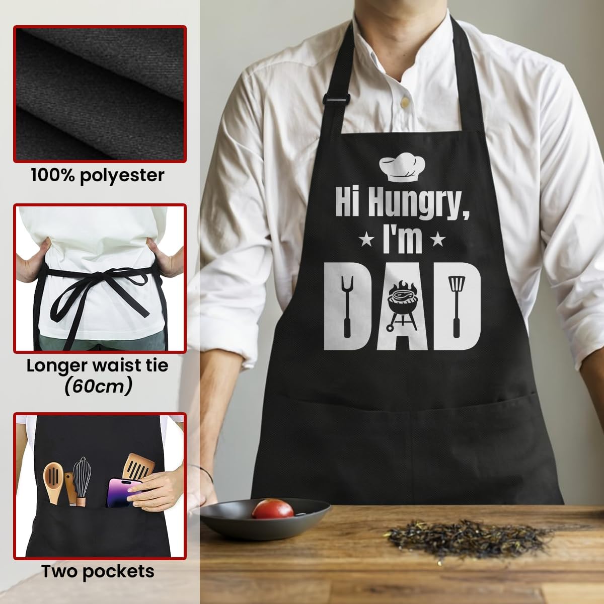 Funny Apron for Dad - Birthday Father’s Day Cooking Grilling Gifts for Mens