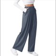 thumbnail image 3 of Pantalones de Traje de Pierna para Mujer, Holgados, de Cintura Alta Elástica, Informales, Largos, Color Gris Oscuro, Talla L, 3 of 7